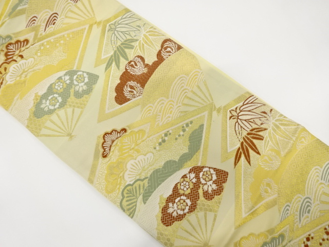 JAPANESE KIMONO / ANTIQUE FUKURO OBI / SILK / WOVEN MATSUKAWABISHI